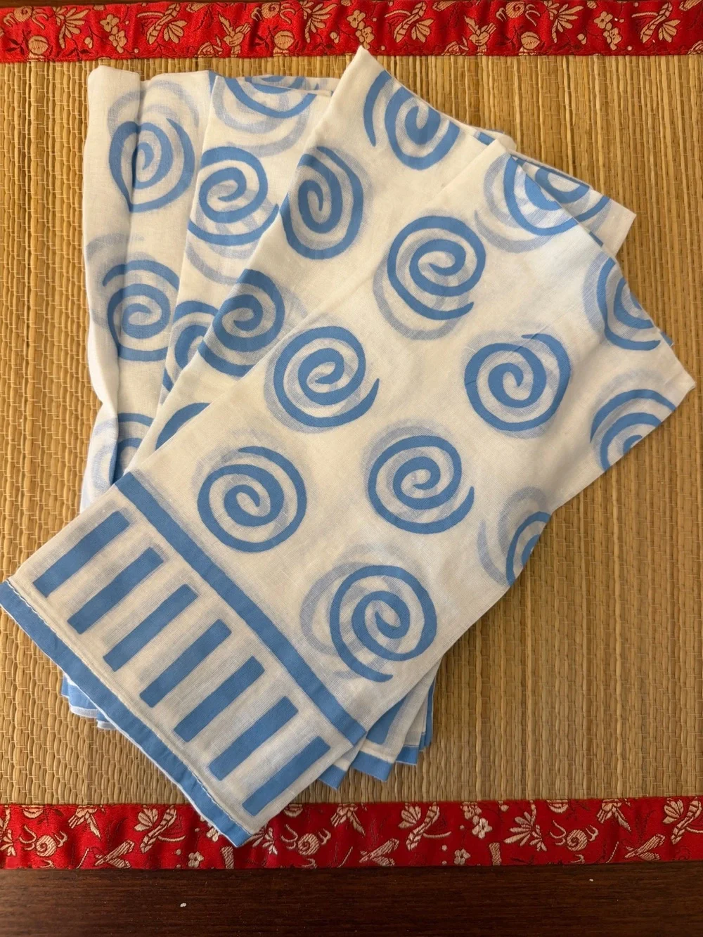 Pier 1 Imports Blue Geometric Swirl Napkins And Placemats Set Of Four